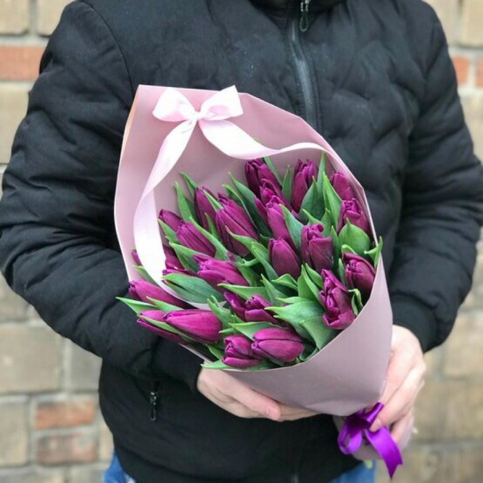 Букет «19 фиолетовых тюльпанов», фото 2